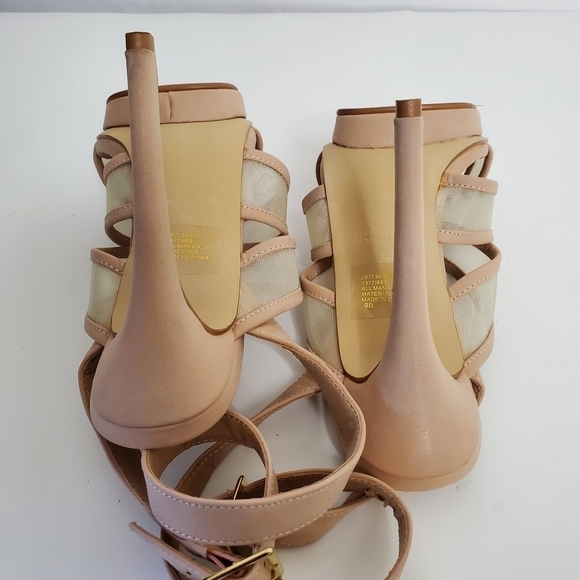 Colin Stuart Stiletto Sandals Mesh Panels Ankle Strap Neutral Size 9 - Picture 8 of 15